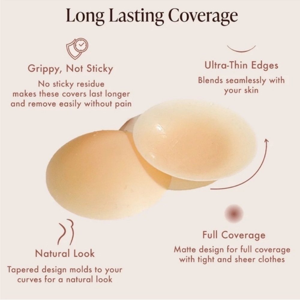 (PACK OF 2) Seamless Nude Silicone Reusable Nipple Covers (Beige) - Picture 6 of 9